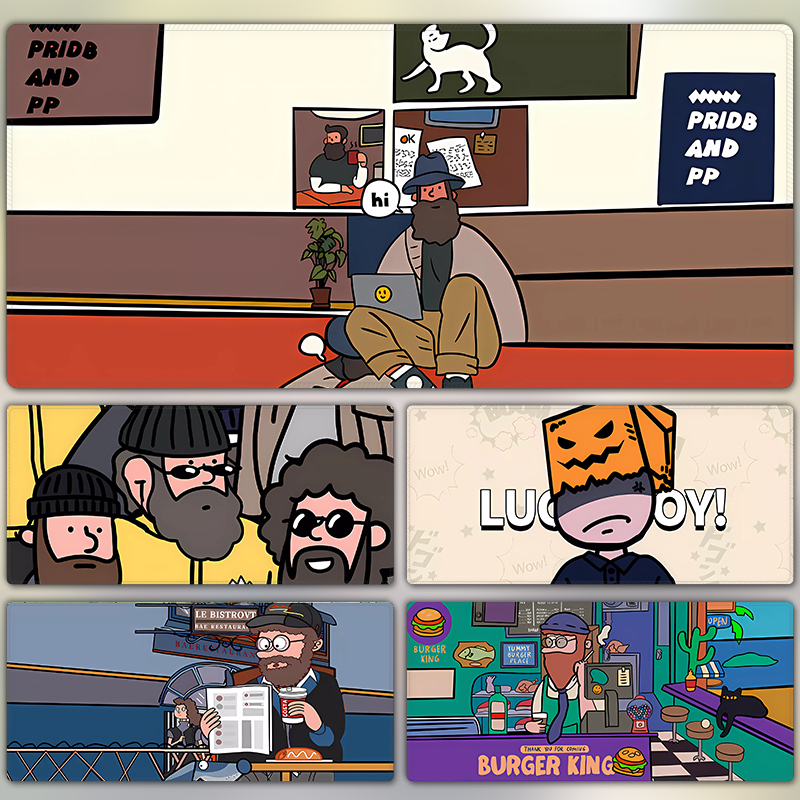 欧美漫画风鼠标垫超大胡子大叔电竞滑鼠垫办公桌垫电脑键盘书桌垫