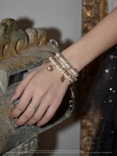 SUMIYAKI 爱锁芯系列珍珠爱心吊坠手链多层叠戴手串