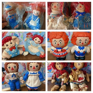 Raggedy Ann and Andy中古娃娃安安和安迪刺绣古董娃娃