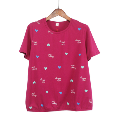 千美中老年妈妈装夏款加大加肥新款宽松纯棉女士 t恤