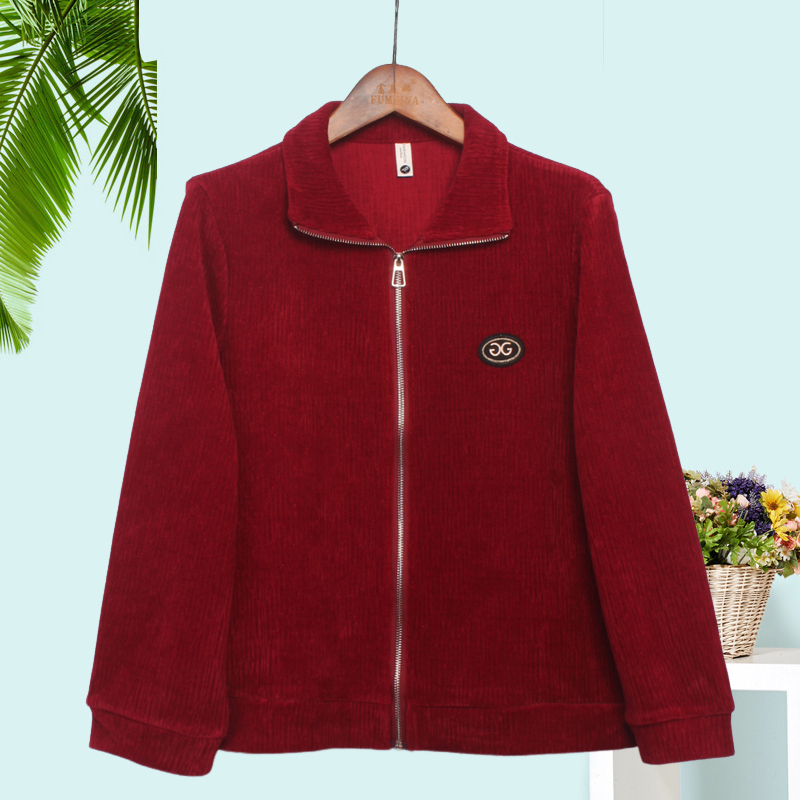 妈妈单层上衣短款夹克灯心绒外套