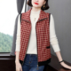 中老年女装 格子上衣老人衣服坎肩 背心薄绒奶奶秋装 马甲新款 妈妈装