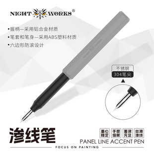 夜之工坊NightWorks渗线笔军模高达模型素组工具渗线液用刻线上色