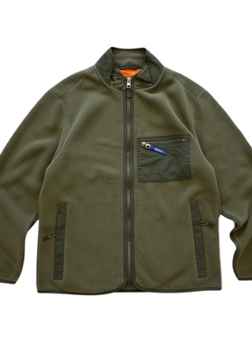 户外巴塔平替运动风立领抓绒夹克男保暖防风拉链外套军绿色Bata