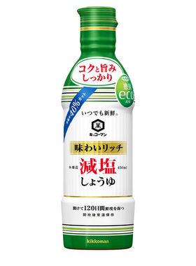日本调味料 万字酱油 kikkoman 味わいリッチ減塩しょうゆ 450ml