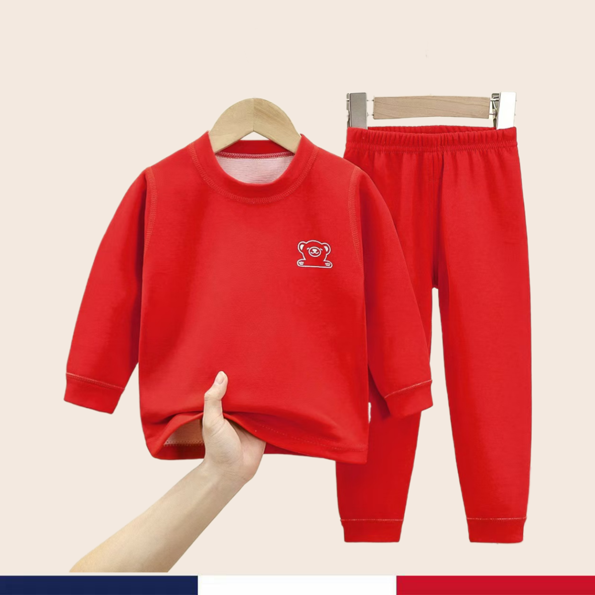 【2折专区】品牌清仓秋冬新款中大童韩版简约羊毛蚕丝保暖套装ins