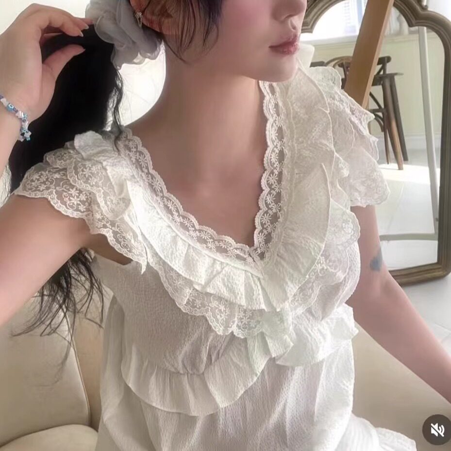 韩国lunaluz蕾丝无袖睡裙