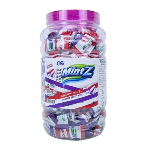 印尼进口糖果 Mintz明茨薄荷味软糖综合水果味软糖460g桶装喜糖
