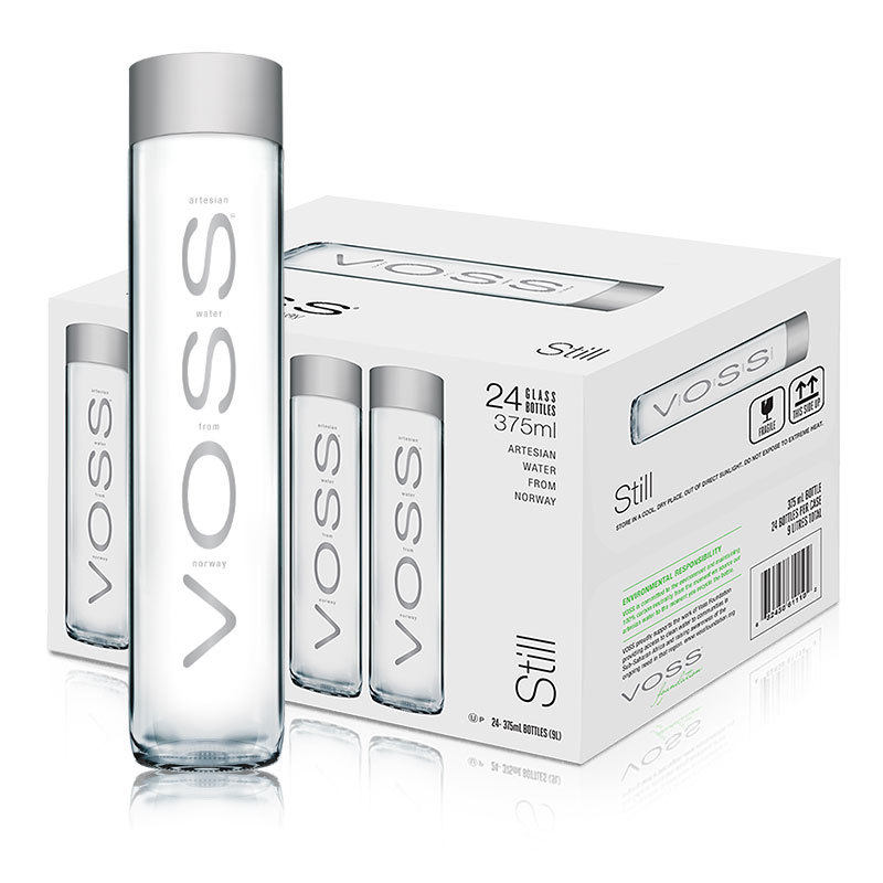 挪威进口饮料 VOSS芙丝天然高端玻璃瓶装矿泉水气泡水375ml/800ml