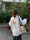 小众ins风设计宽松套头上衣女 T2025新款 荒荒家 前后印花插肩长袖