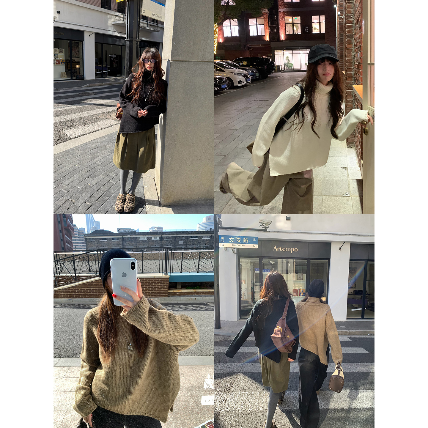 荒荒家不规则斜摆高领毛衣2025冬季新款韩版慵懒简约设计针织衫女