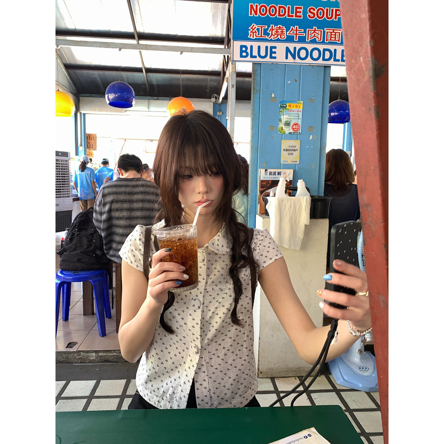荒荒家点点花短袖衬衫2026春夏新款休闲法式复古少女白色衬衣外套