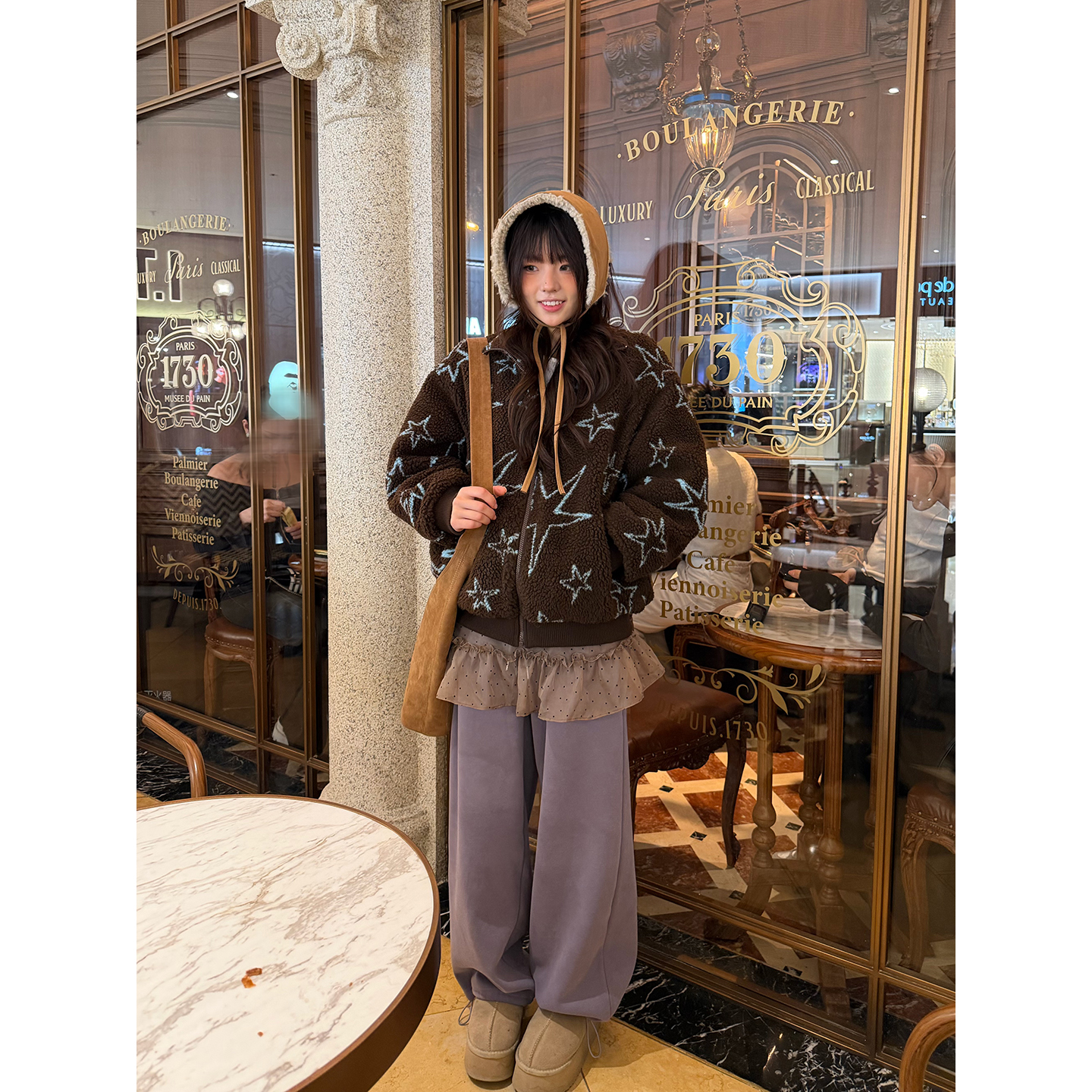 荒荒家星星毛绒茸外套