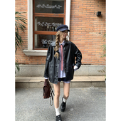 新款 荒荒家 多口袋PU皮外套2025冬季 港风宽松黑色质感休闲夹克女
