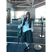 荒荒家 女 宽松显瘦质感灰色直筒阔腿裤 斜纹休闲中裤 2025秋冬新款