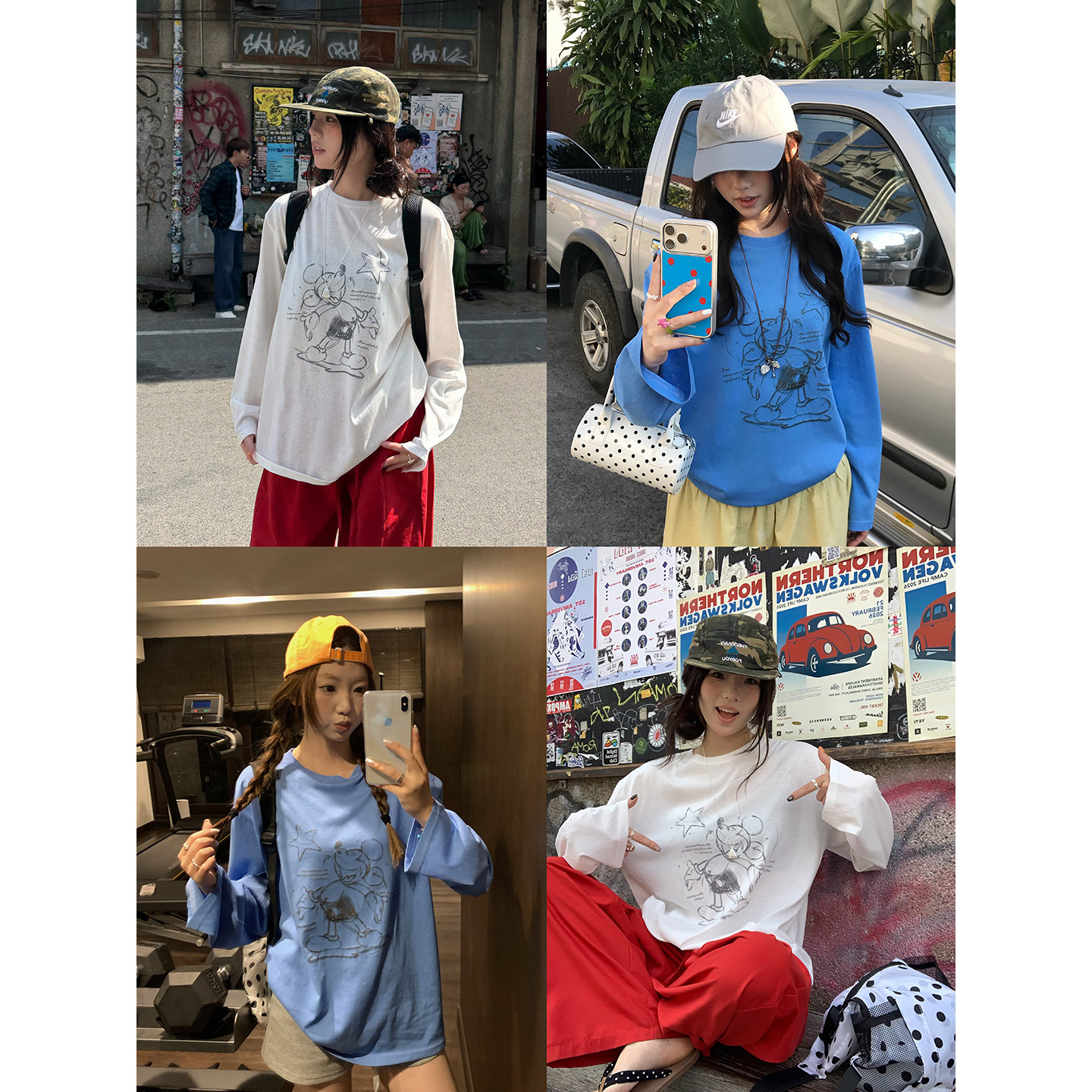 荒荒家 素描图案长袖T2026春季新款宽松小众设计套头上衣女外穿
