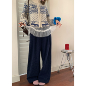 小众ins设计直筒高腰阔腿裤 荒荒家 女 新款 韩版 碎花休闲裤 2025冬季