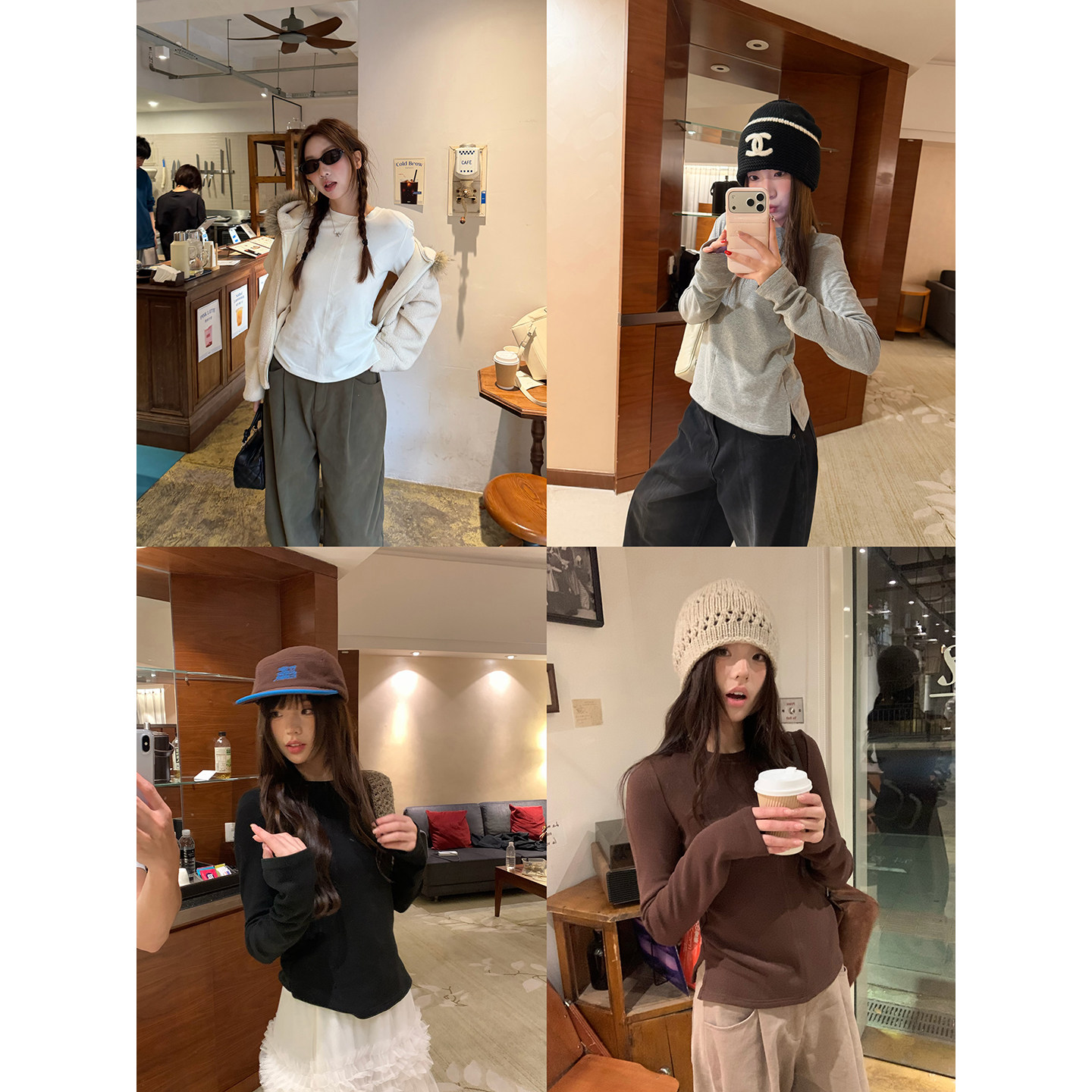 荒荒家开衩加绒长袖T