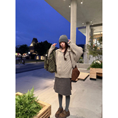 新款 荒荒家 小方格呢子半身裙2025冬季 学院风减龄复古毛呢短裙女