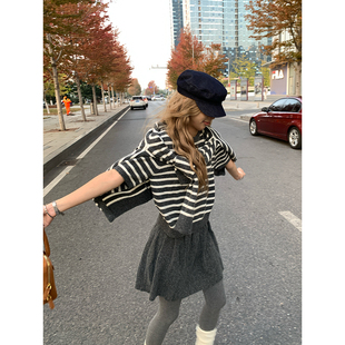 开衫 短袖 外套短裙 2025春秋新款 荒荒家休闲针织上衣半身裙三件套装