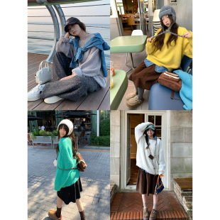 荒荒家 宽松慵懒氛围软糯套头针织上衣女 菠萝纹毛衣2026春秋新款