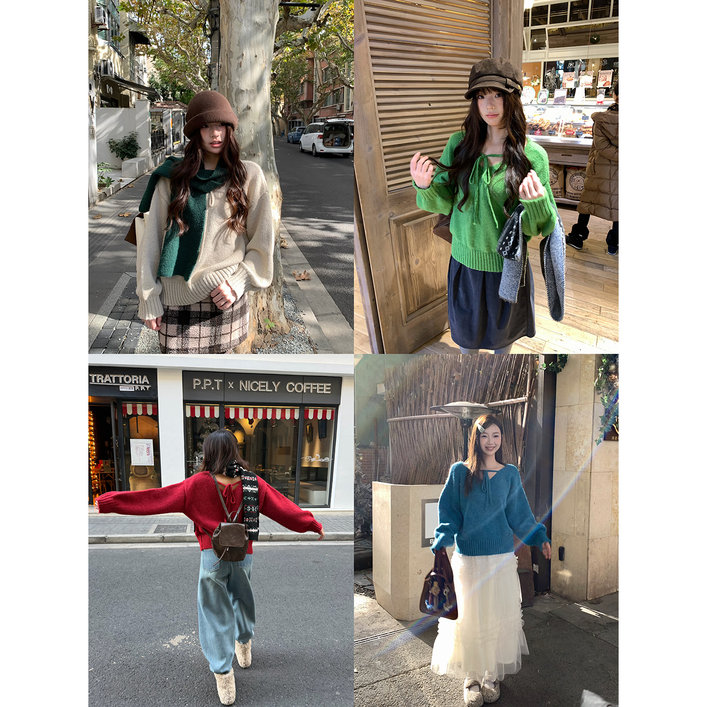 荒荒家绑带前后穿毛衣2025冬季新款法式设计套头温柔慵懒针织衫女