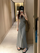 荒荒家 中长裙女 小个子宽松无袖 字母露背背心连衣裙2025夏季 新款