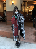 荒荒家 外套女 小众减龄宽松开衫 双面穿格子毛毛大衣2025冬季 时尚