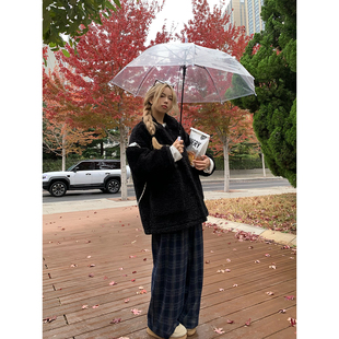 荒荒家皮毛一体外套2025秋冬新款 宽松甜酷机车毛绒夹克皮草大衣女