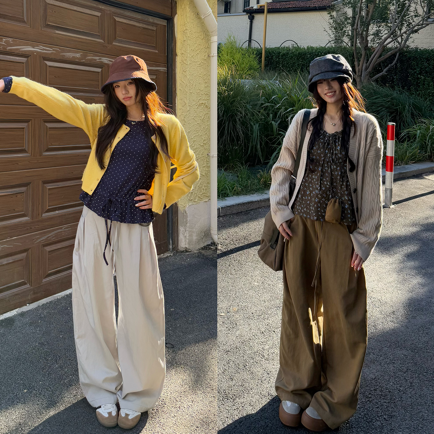 荒荒家装饰褶垂感休闲裤