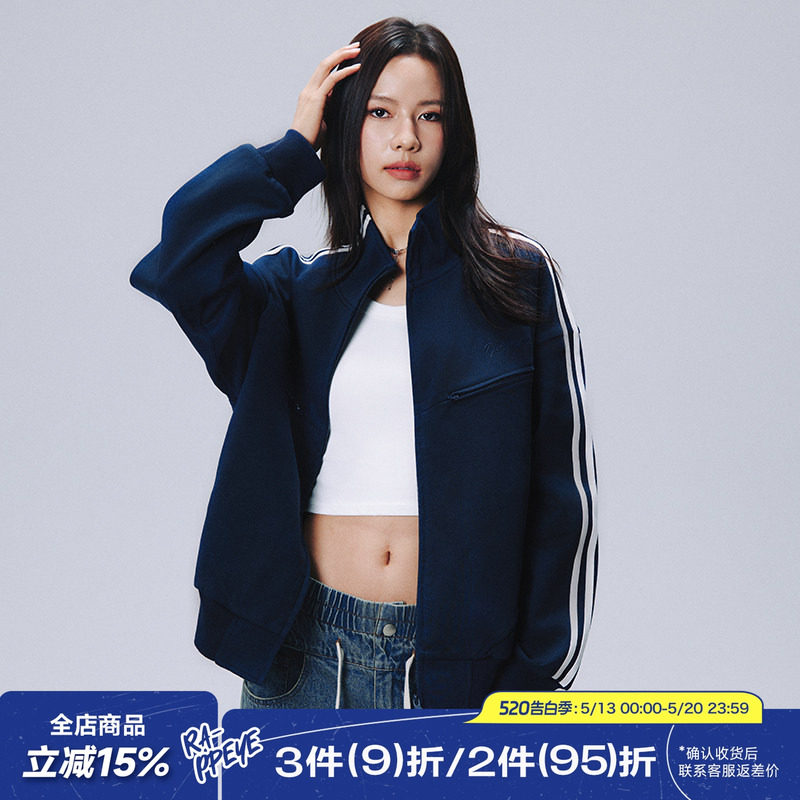 RAPPEYE双杠分割拉链卫衣潮牌男春秋美式百搭宽松运动开衫外套女