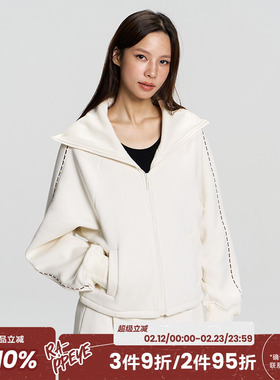 RAPPEYEx 鹦鹉梨“对的”复古百搭短款拉链开衫翻领加绒卫衣外套