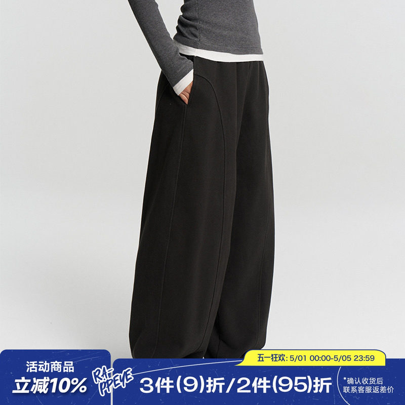 RAPPEYE 弯刀卫裤女美式新款高腰宽松简约直筒显瘦休闲运动阔腿裤
