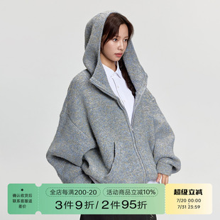 馬海毛毛衣外套百搭學(xué)院風(fēng)高級(jí)感寬松針織連帽開(kāi)衫 RAPPEYE 上衣女