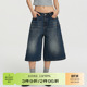 复古休闲潮牌猫须水洗做旧宽松阔腿七分侧袋牛仔中裤 RAPPEYE 美式
