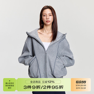 RAPPEYE 潮牌美式重磅500g连帽拉链开衫外套明辑线廓形空气层卫衣