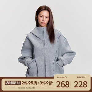 RAPPEYE重磅500g连帽明辑线廓形开衫外套贴袋卫裙休闲卫衣套装潮