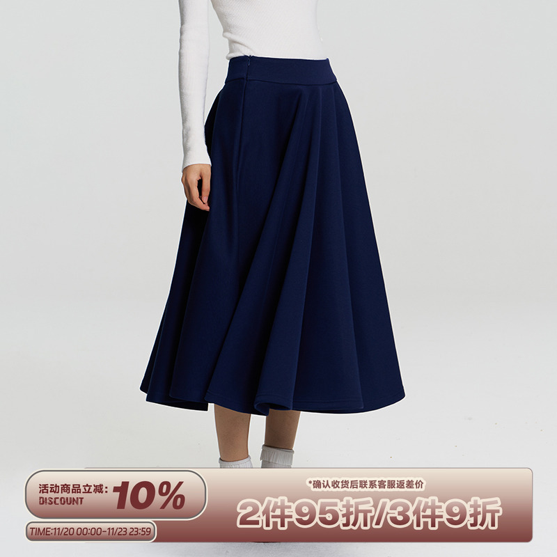 RAPPEYEx 鹦鹉梨“对的” 高腰显瘦百褶半身裙女中长款气质a字裙