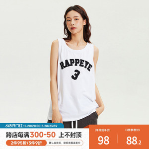 RAPPEYE美式休闲字母贴布绣夏季短袖T恤基础运动宽松休闲无袖背心