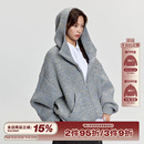 RAPPEYE 上衣仿真马海毛毛衣外套女 百搭学院风宽松针织连帽开衫