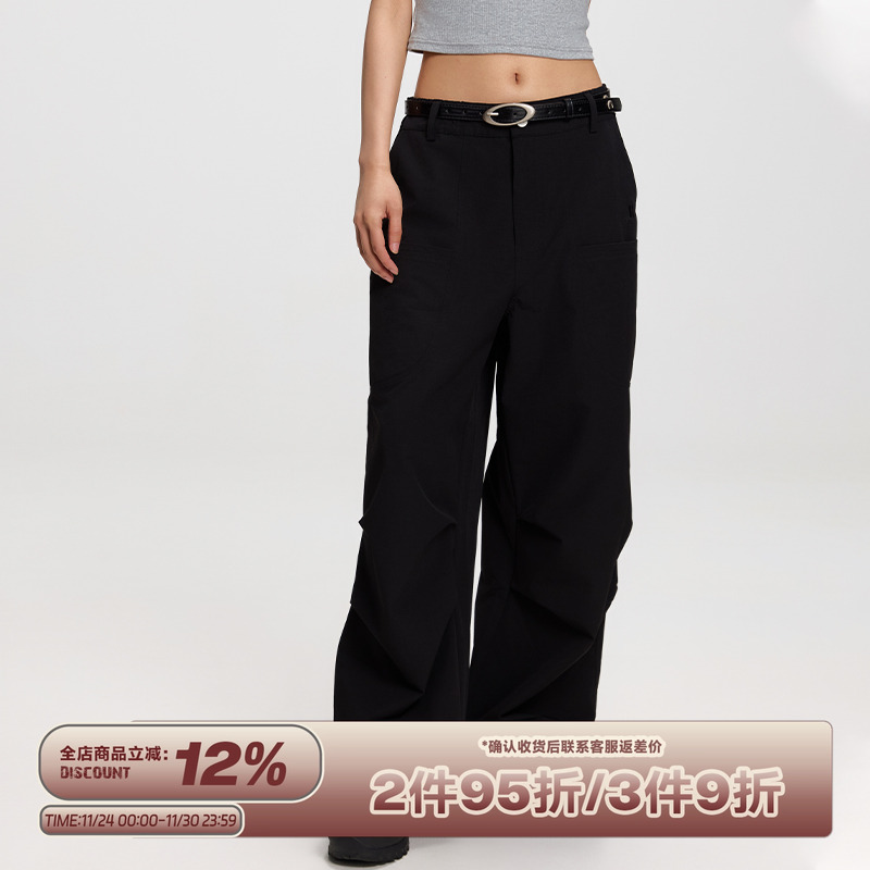 RAPPEYE新款刺绣褶皱工装裤