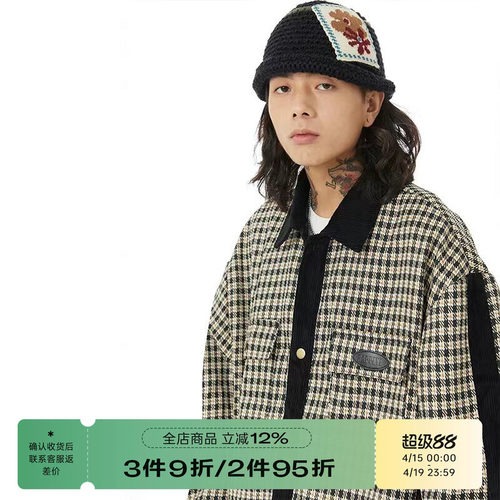 RAPPEYE宽松翻领小香风格纹外套