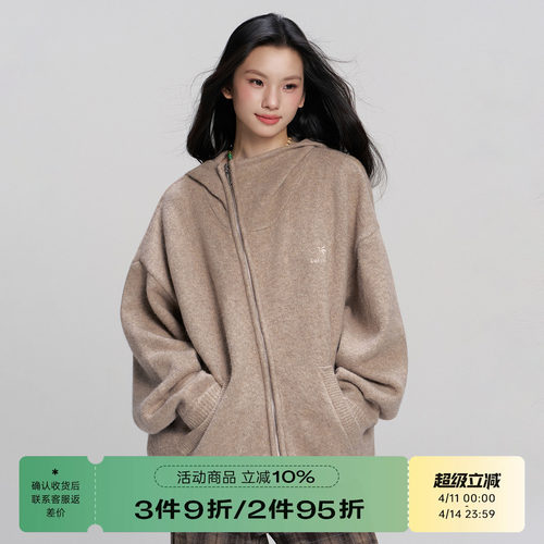 RAPPEYE百搭宽松重磅斜拉链毛衣