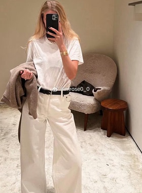 ROW Egli Jeans极简中腰直筒阔腿休闲白色牛仔裤