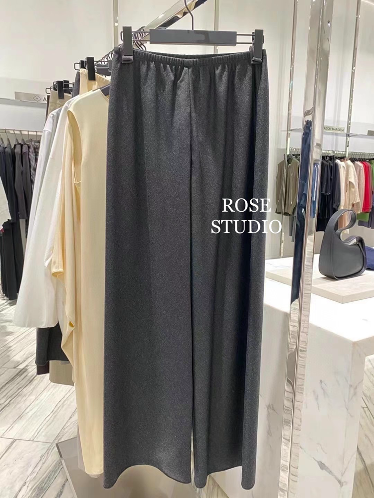 中高腰休闲row长裤羊毛阔腿裤