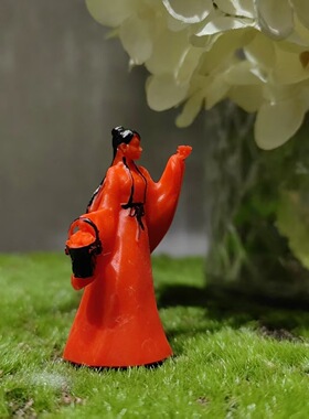 微型采花美女侍古代江湖人物小树脂缩物模型桌面微摆件景观造鱼缸