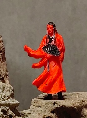 包邮古装侠客微景观寒江孤影江湖故人打印小树脂微缩物模型道人文