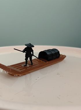 手办古代侠客狼摆件微缩人物江湖故狗微景观盆景美女小人寒江孤影