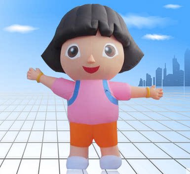 小女孩充气卡通 定做各种人物充气卡通 行走气模人朵拉气模布斯