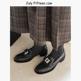 小皮鞋 女黑色金属扣蝴蝶结小众设计师款 英伦复古乐福鞋 2026新款